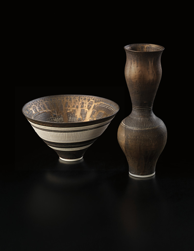 Tiefe konische Schale & Vase im 