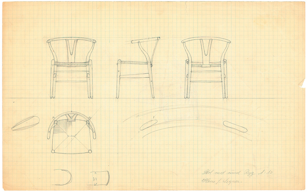 Entwurfskizze des <em>Wishbone Chair</em> von Hans J. Wegner.