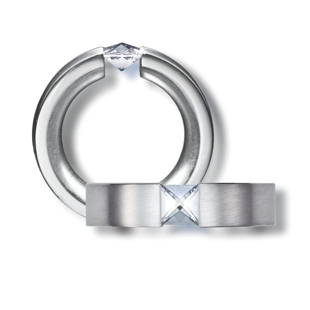 Diamantmanufaktur Freiesleben, Spannring <em>Context Diamond</em>, Platin 950, Diamant.