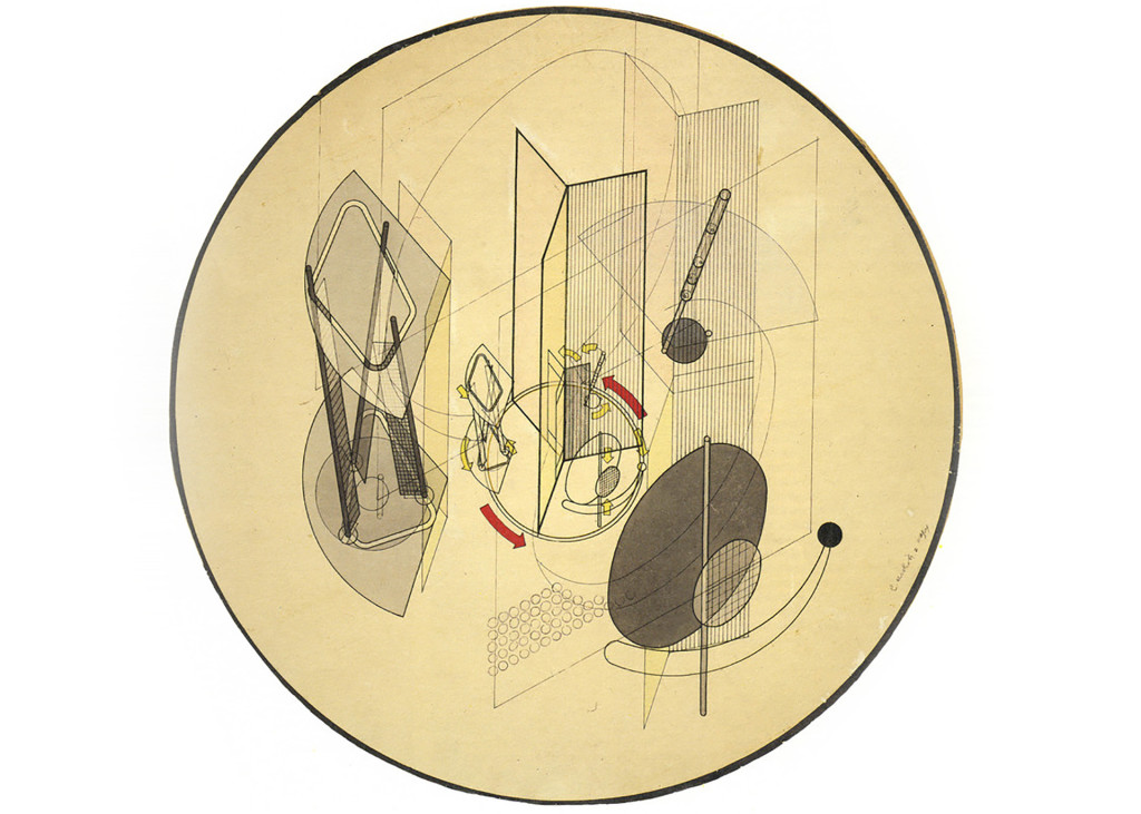 László Moholy-Nagy, Stefan Sebök (Zeichnung), <em>Die Mechanik des Lichtrequisits<em/>, 1930. Foto Bauhaus-Archiv, Fotostudio Bartsch © VG Bild-Kunst