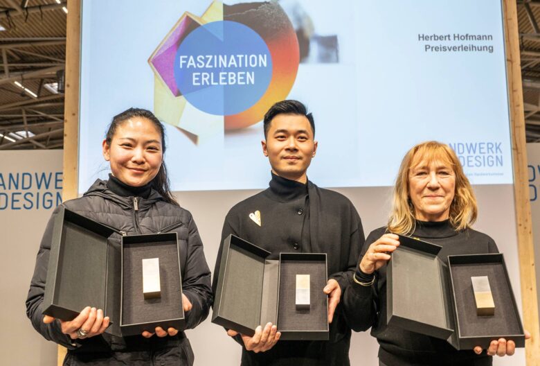 Preisträger des Herbert-Hofmann-Preise 2026: Mira Kim, Zhipeng Wang und Ela Bauer.